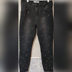 Abercrombie and Fitch Ankle Black Jeans Embroidered Stars Women's Size 29 / 8R